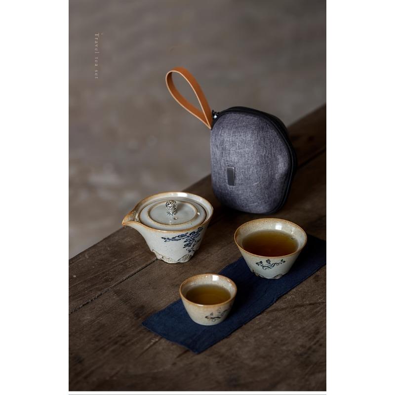 1 Set Ceramic Teapot And Tea Set Include 1 Teapot And 2 Tea Cups Porcelain Travel Tea Set Express Cup Tea Set Portable Outdoor Tea Pot For Home Travel