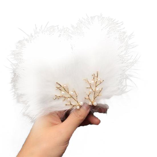 

1 пара женских заколок для волос с перьями, декоративными искусственными жемчужинами, украшения для волос в японском стиле, повседневная одежда белый