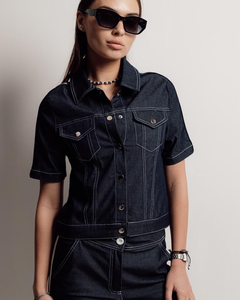 Костюм женский Butella 17024 M синий джинс (пиджак, штаны)