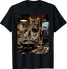 Divertente Meme Gatto Che Cucina Gatto Vintage Che Fuma T-Shirt Anni '90