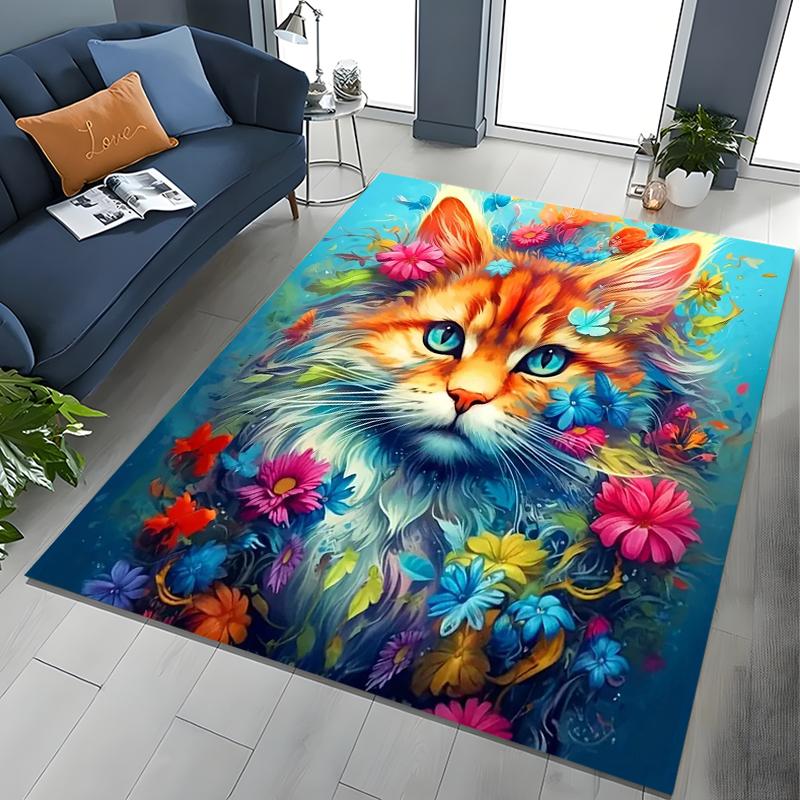 

2026 New Colorful Cat 3D Print Carpet Rug for Bedroom Living Room Sofa Home Doormat Decor,Large Kids Play Non-slip Floor Mat 40x60cm