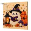 Pumpkin Wall Art Ghost Faux Pearl Kit, Halloween Painting DIY Autumn Home Decor 3D Spooky Skull Craft Kit for Adults Beginners, Fall Handmade