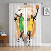 Ink Splash Basketball Sport Sheer Curtains Window Tulle Curtains For Living Room Bedroom For Kitchen Veiling Curtains Decoration