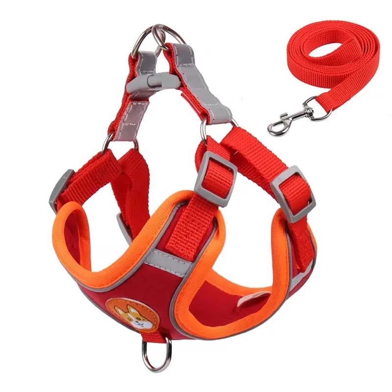 

Ventilate Vest Type Dog Leash Pet Chest Strap Reflective Design Puppy Walking Leash Safety Protection Dog Neck Ring Collars S красный