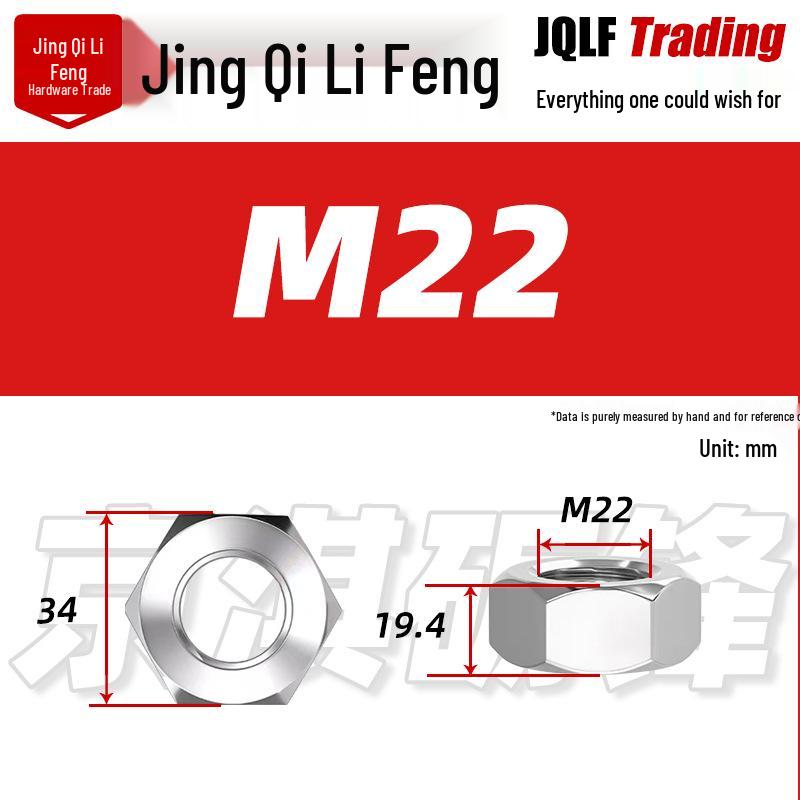 201 Stainless Steel Hex Nut: M3–M56 Fine Thread Thickened Nut