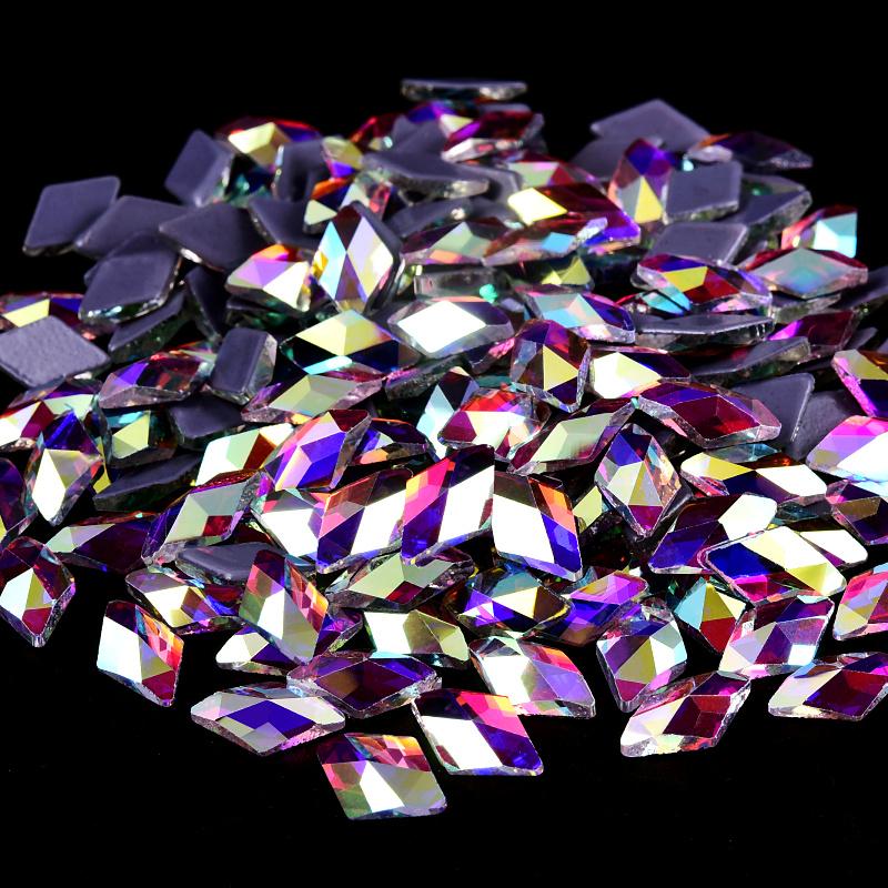 Blinginbox Hight Quality Rhinestone Bulk Special Shapes Crystal AB Hot Fix Rhinestones Iron on Rhinestones for Fabric Decoration
