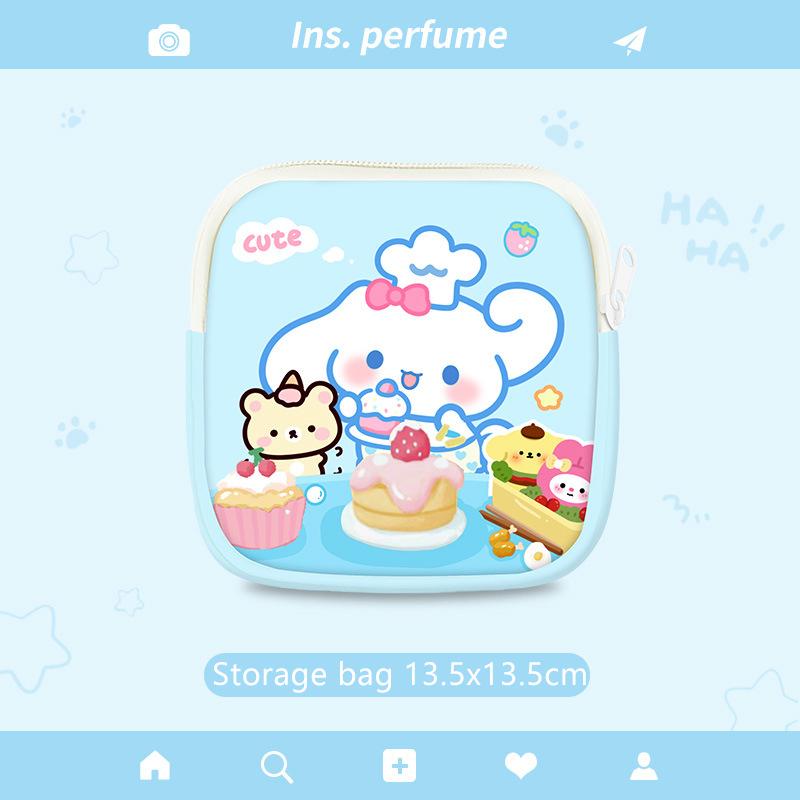 

Sanrio Hello Kitty Sanitary Napkin Bag Large Capacity Kuromi Cinnamoroll Menstrual Bag Pendant Girly Portable Coin Purse