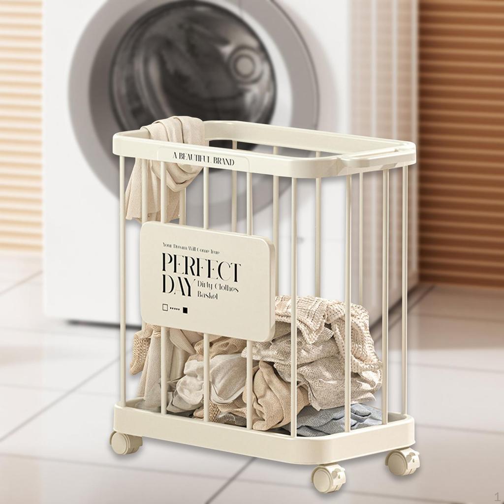 Laundry Basket Dirty Clothes Cart Organizer Modern Rolling Hamper Cart, for