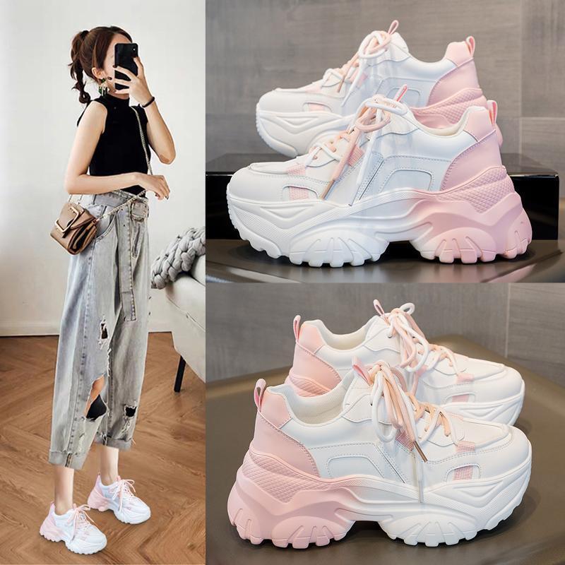 Mesh Breathable Clunky Sneakers Women's Spring New Style White All-Match Sports Leisure Platform White Summer Women's Shoes