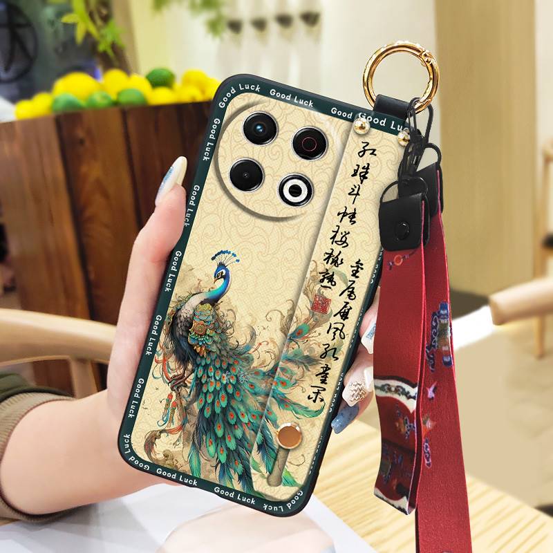 Phone Holder Silicone Phone Case For Tecno Spark30 Pro 4G/KL7 Kickstand Fashion Anti-knock Wrist Strap Soft Case Ring