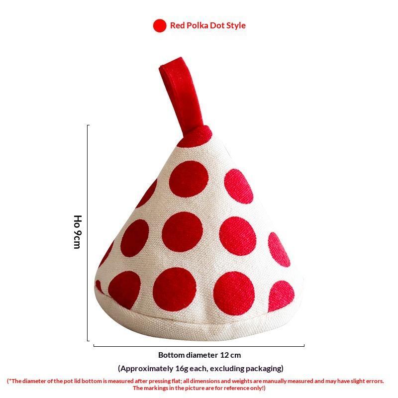 Cotton Linen Polka Dot Triangular Pot Handle Holders Heat Insulation Hanging Loop Perfect For Kitchen Cooking Baking