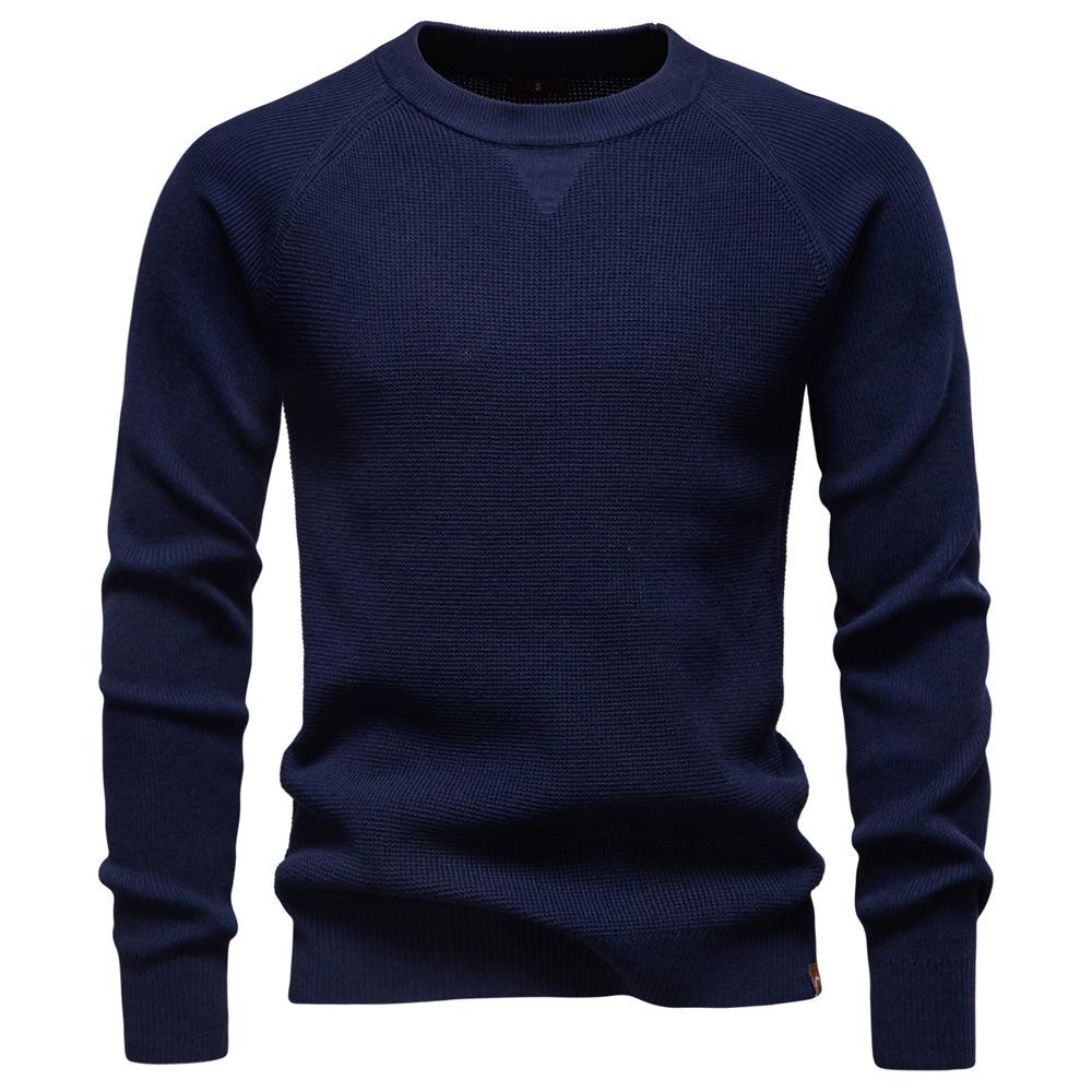 2025 Autumn and Winter New Round Neck Fashionable Solid Color Sweater Men's High-quality Business Casual Knitted Men's Sweater