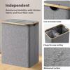 Collapsible Slim Laundry Hamper with Lid Bamboo Handles Removable Inner Bag Clothes Basket Bin Foldable Freestanding