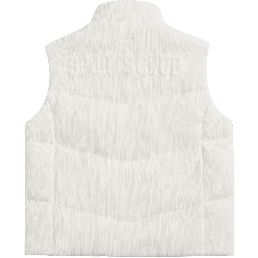 Li Ning Sports Trend Series Fashion Casual Stand Collar Solid Color Loose Vest Women Vests Off-White AMRU034-1