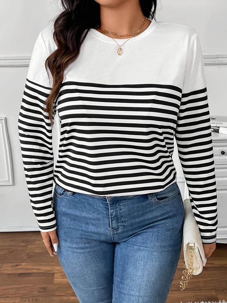 2026 Spring/Summer Elegant Striped Women's Long-Sleeved Top
