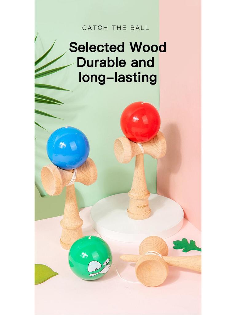 Kendama Wooden Skill Ball Educational Toy for Early Learning and Parent-Child Play