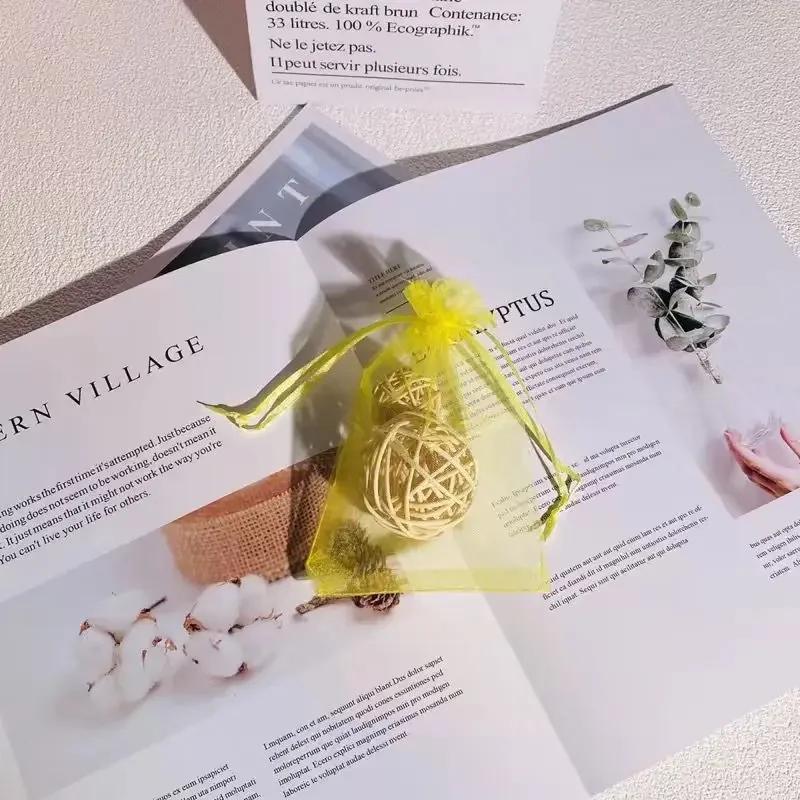 100 Farbige Transparente Garnbeutel Schmuck Süßigkeiten Geschenk Kosmetik Probeverpackungsbeutel Mehrere Größen Einfarbig Bündeltaschen