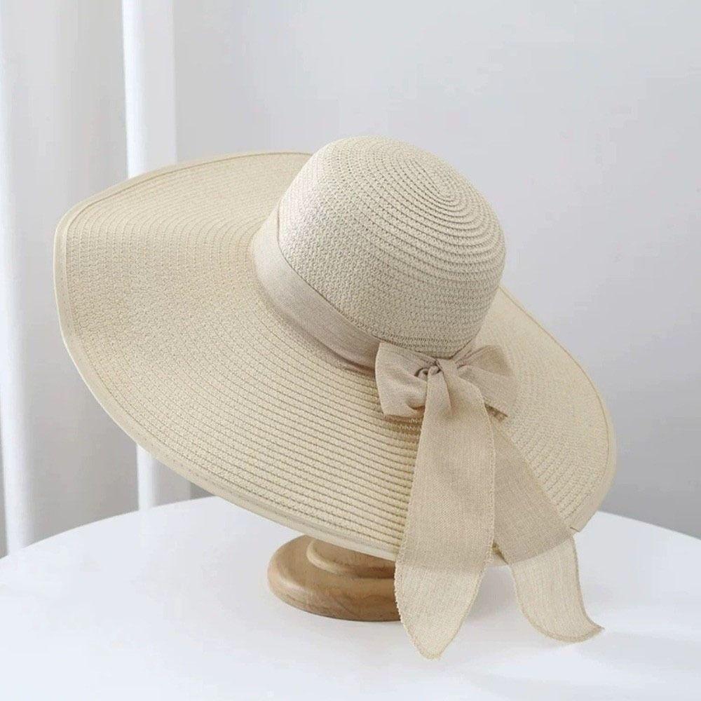 Oversize Straw Sun Hat Wide Brim Sun Protection Hat Simple Weave Sun Cap  Woman