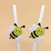 100Pcs Sweet Bee Theme Disposable Paper Straws Bar Drinking Straw Tableware for Kids Birthday Baby Shower Party Decorations