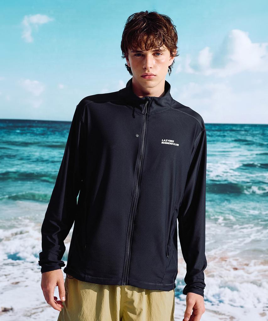 Leijibi Tech Flow Hydro Stand Neck Loose Fit Zip-Up Rash Guard M Black