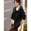 MOHANIMEI Korean Style Faux Lamb Wool Patchwork Hooded Jacket