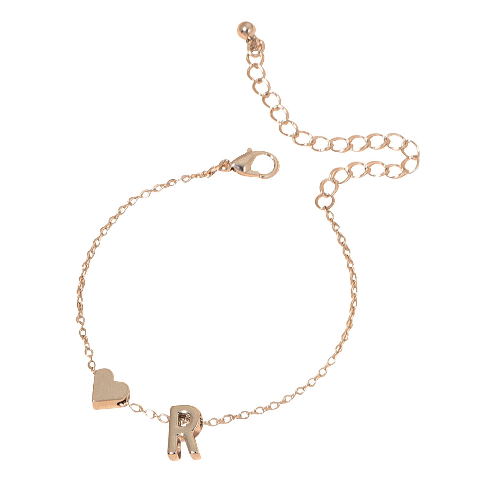 

Браслет с инициалами в форме сердца, браслет с буквами в форме сердца, персонализированный браслет с монограммой, 1 шт. One Size