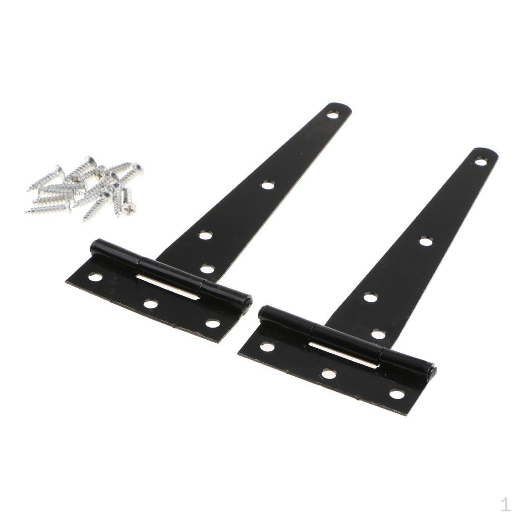 1 Pair Light Duty Shed Hinge Gate Strap Door Barn Gates Hinges Black Wrought Hardware Iron
