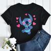 Kawaii Stitch Women's Fashion Top Casual Women's Round Neck T-Shirts Harajuku 90s Cute Stitch Women's Short Sleeves Tops Tees