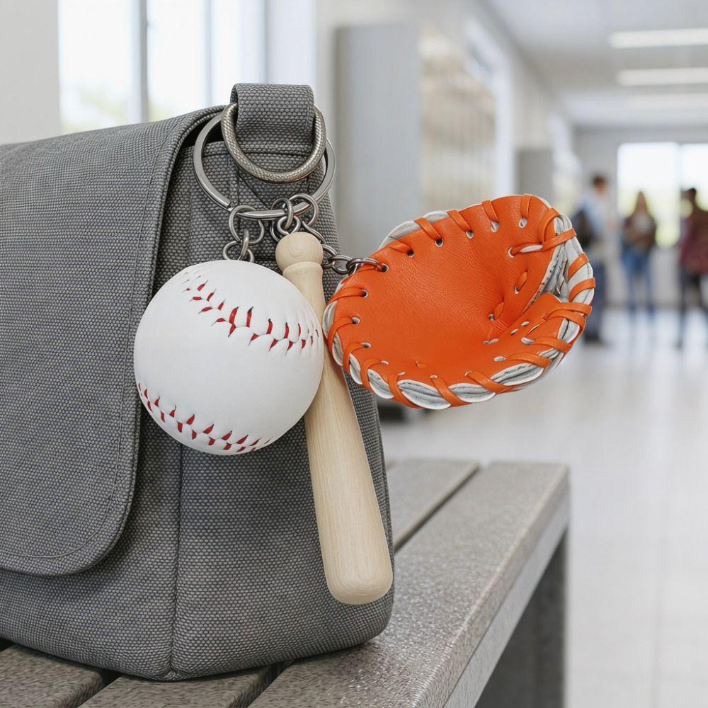 PU Leather Bag Hanging Personalized Baseball Pendant Funny Car Key Ring Sporty Accessories