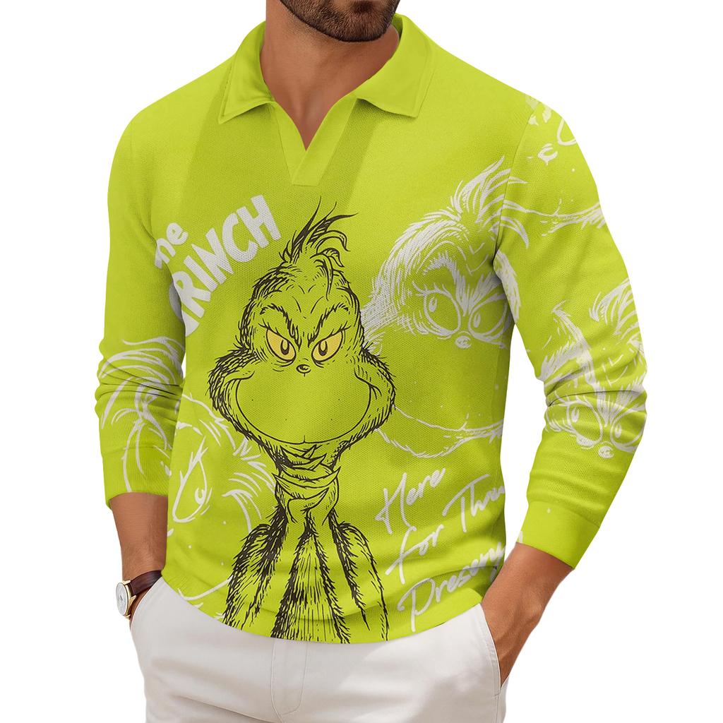 Men's Casual Collared Long-Sleeve Knit Base Layer Top