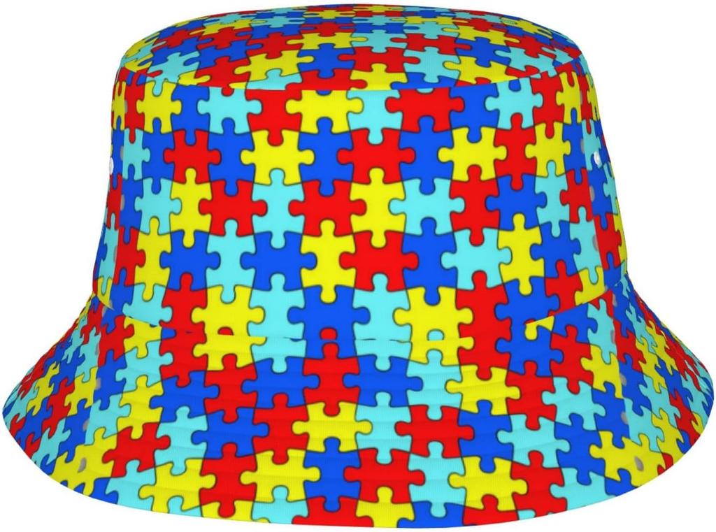 Autism Hats Funny Cute Autism Awareness Print Bucket Hat Summer Travel Beach Fisherman Hat For Women And Men 00003