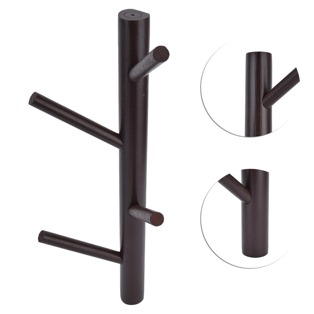 Punch Free Wall Mounted Coat Rack Towel Hanger Tree Branch Shaped Hat Rack for Living Room(Brown 4