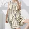 Anti-bumping Pajamas Women's Summer Vest Shorts Set Cotton and Silk Loungewear Can Be Worn Outside Loose Large Size Sweet and Cute