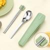 2Pcs/Set with Buckle Travel Cutlery Set 304 Stainless Steel Spoon Chopsticks Set  Camping