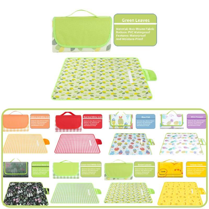 Tragbare Stranddecke Vliesstoff Picknickmatte mit wasserdichter Funktion Grüner Algenprint