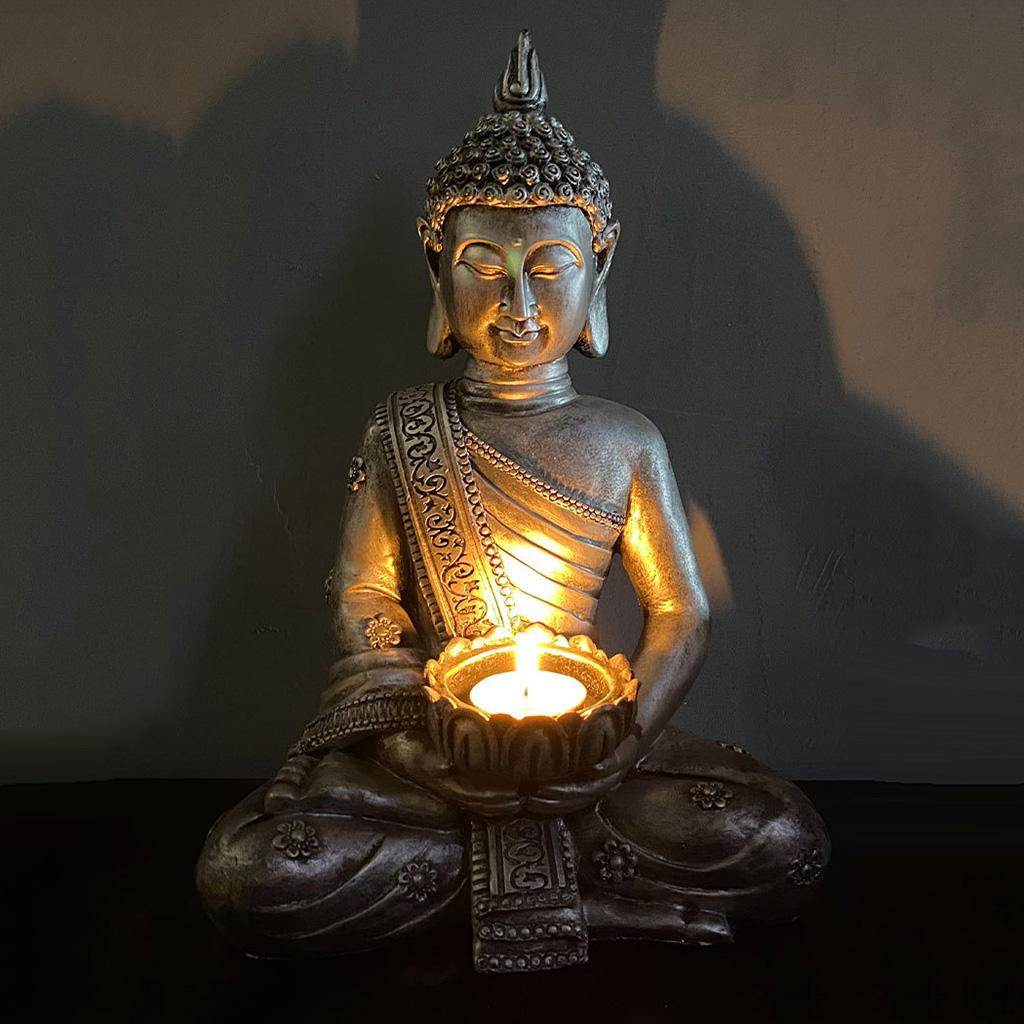 

Тримач Будди Настільний Декор для Чайних Свічок Статуетки Колекційні Фігурки для Розслаблення Подарунок C_21x31cm