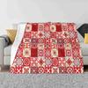 Red Portuguese Tile Latest Super Soft Warm Light Thin Blanket Azulejo Portuguese Tile Spanish Tile Seamless Pattern Red