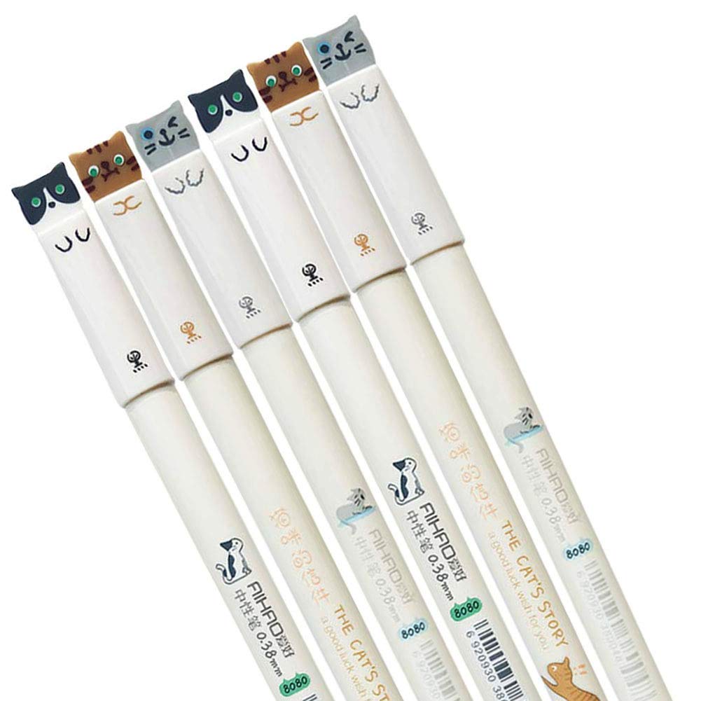 

SENCOO Colorful Cat Design Gel Pen Black Ink Pack of 6 Pieces 0.38mm чёрный