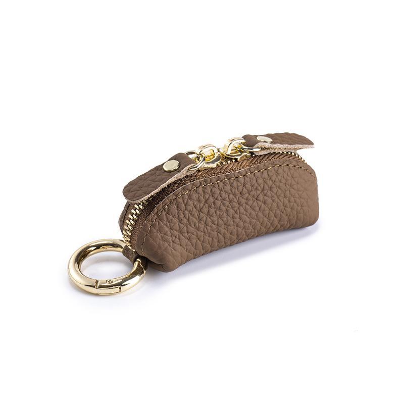 Mini Leather Coin Purse Soft Water-resistant Zipper Pouch with Key Ring Compact Card Holder for Men Women Outdoor