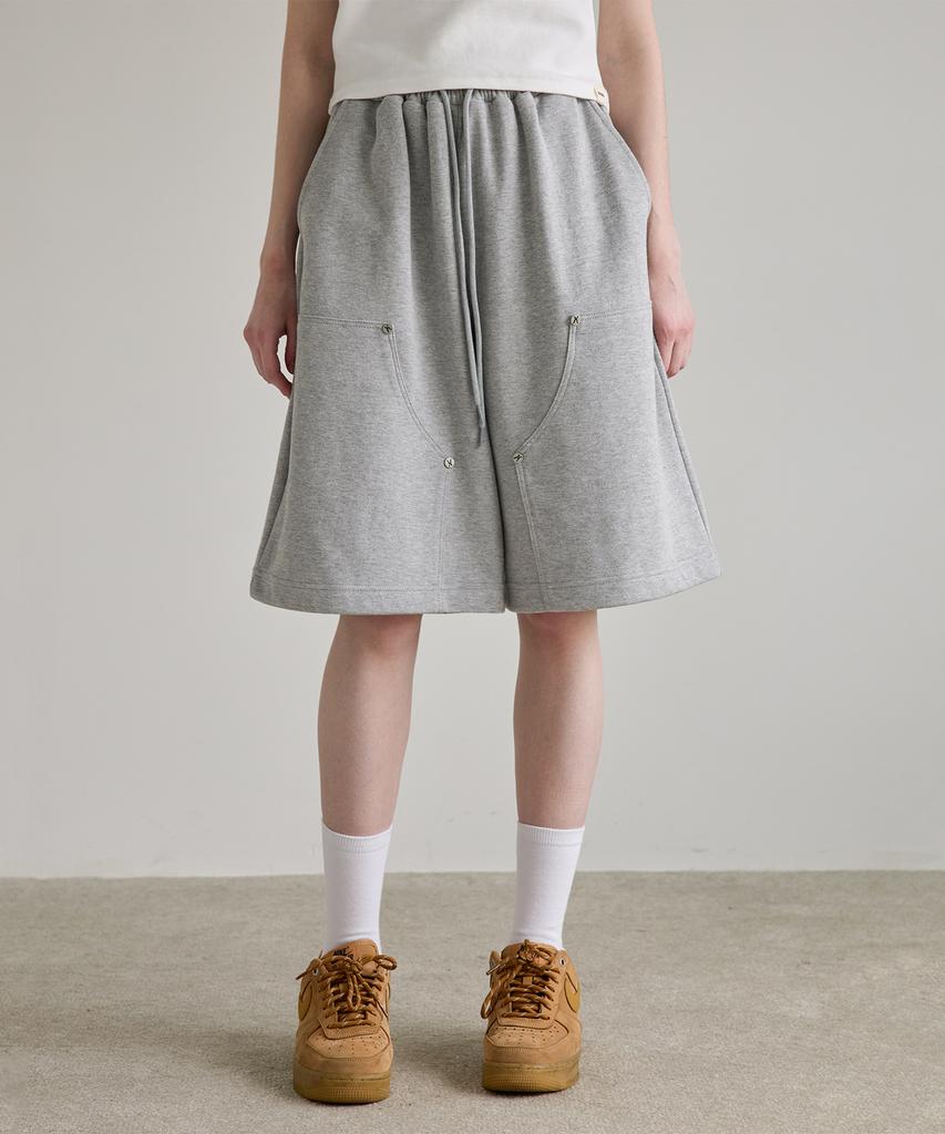 BOUNDARY Double Knee Rivet Bermuda Shorts [Gray]