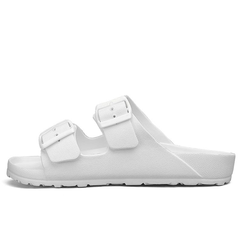 Women's Simple Solid Color Flat Heel Buckle Slip-On Slippers Large Size