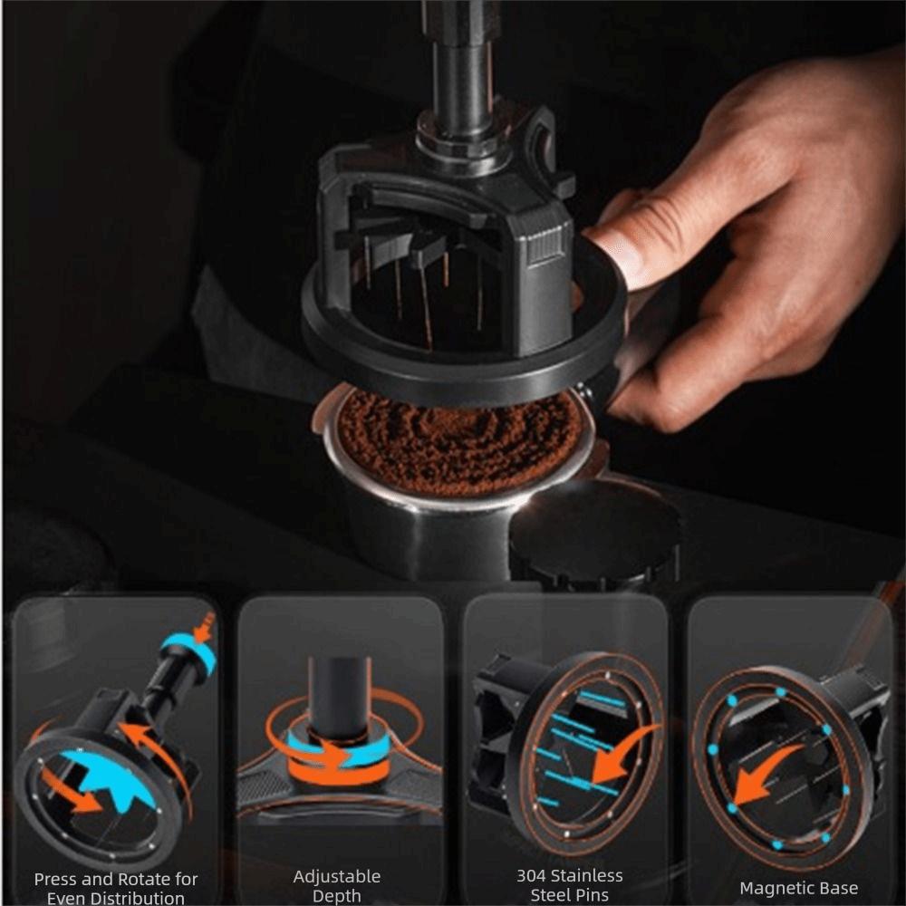 51/53/58mm Magnetic Dispersed Powder Needle Rotating Press Type Coffee Stirring Distribution Tools Adjustable Height Portable
