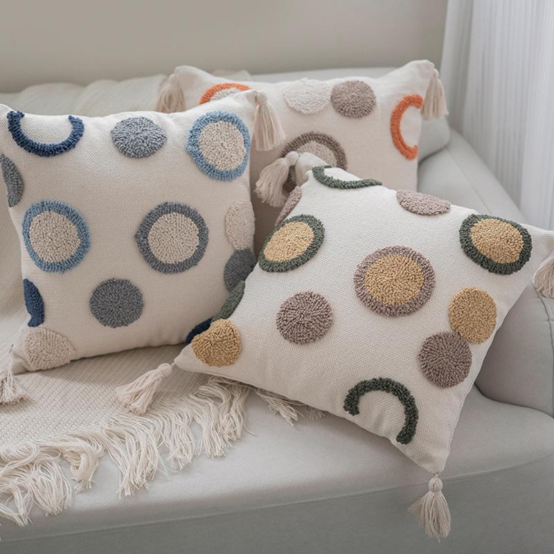 Bohemian Indian Style Tufted Pillow Ins Style Simple Nordic Model Room Cushion Pillow Case Bay Window Decoration