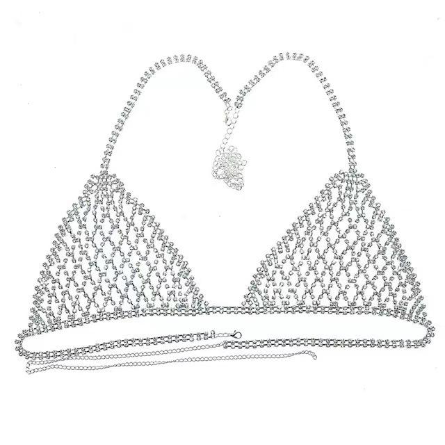 European And American Sexy, Hollow Fringed Body Chain Bikini Breast Chain, Fashionable Rhinestone Underwear Bra