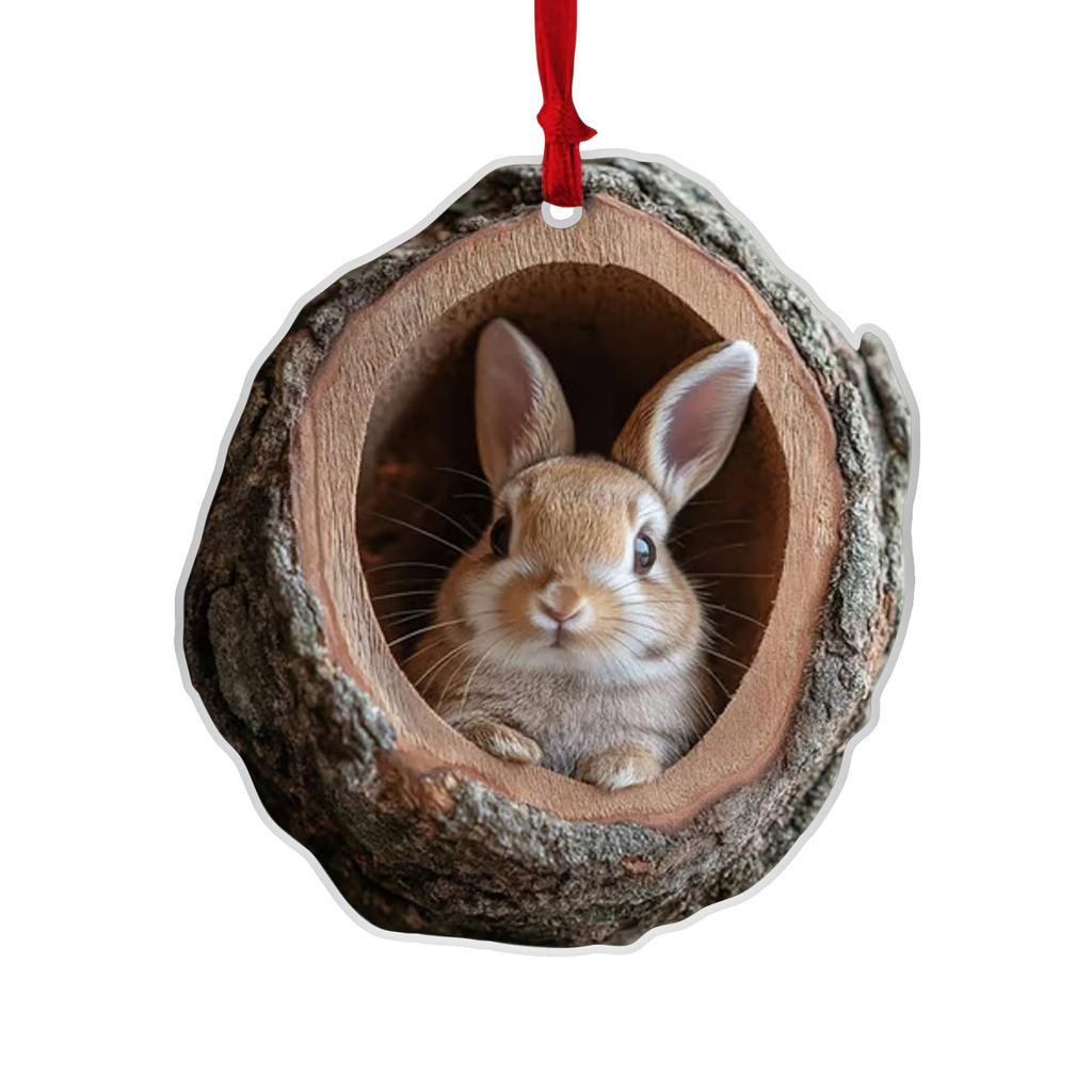 New Forest Animal Pattern Acrylic Ornaments -  Animal Christmas Tree Decorations - 2D Flat Christmas Hangings