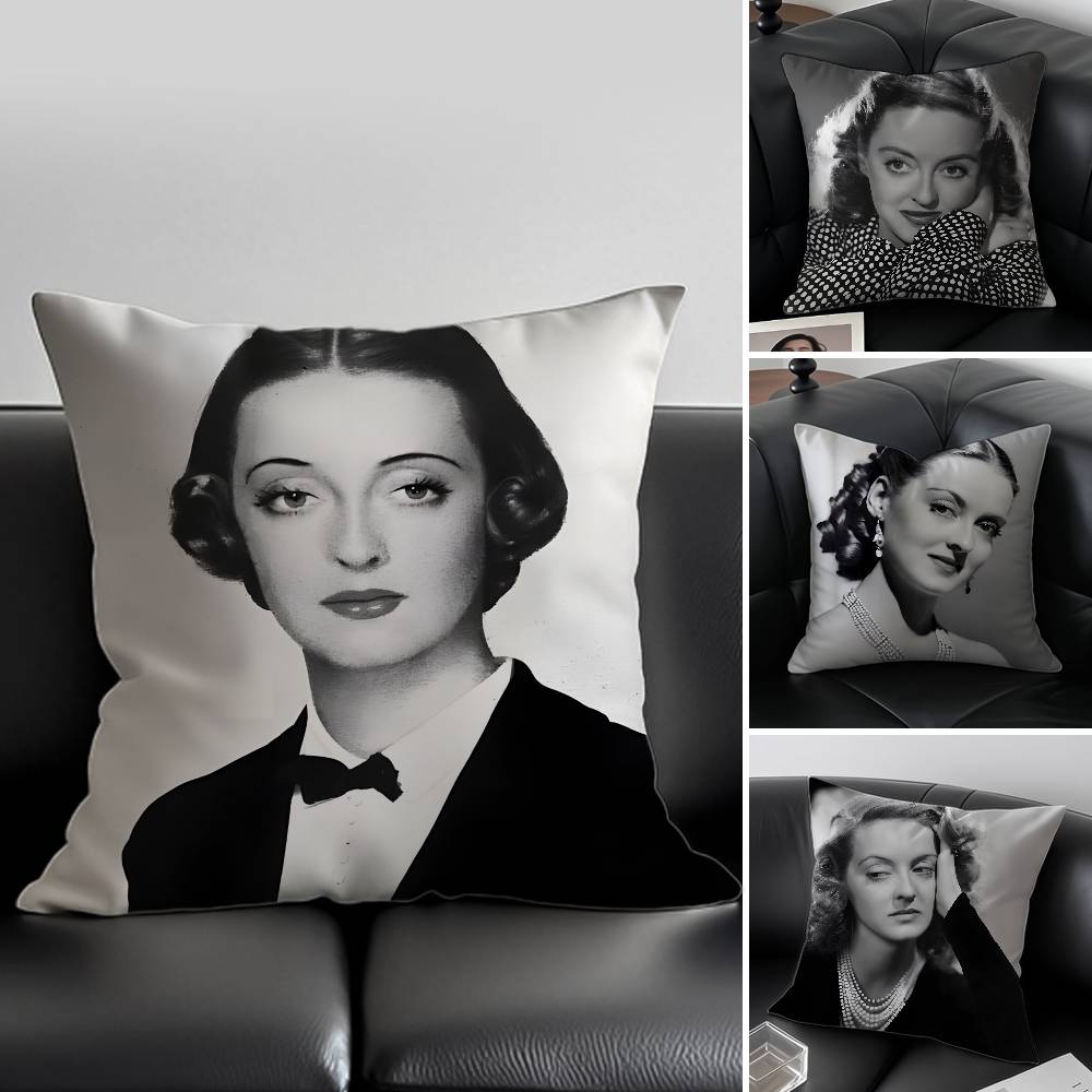 B-Bette D-Davis Actress Pillow Case Anti-Dustmite Pillowcase Invisible Zipper Silky Short Plush Sofa Cushion Cover