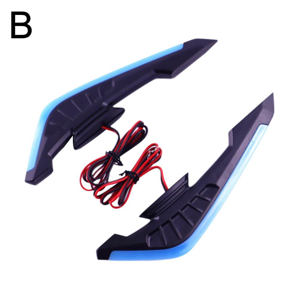 2Pcs Motorcycle Front Side Spoiler Winglets Aerodynamic Wing Set Fixed Wind Wings with LED Light and Adhesive Decoration Sticker