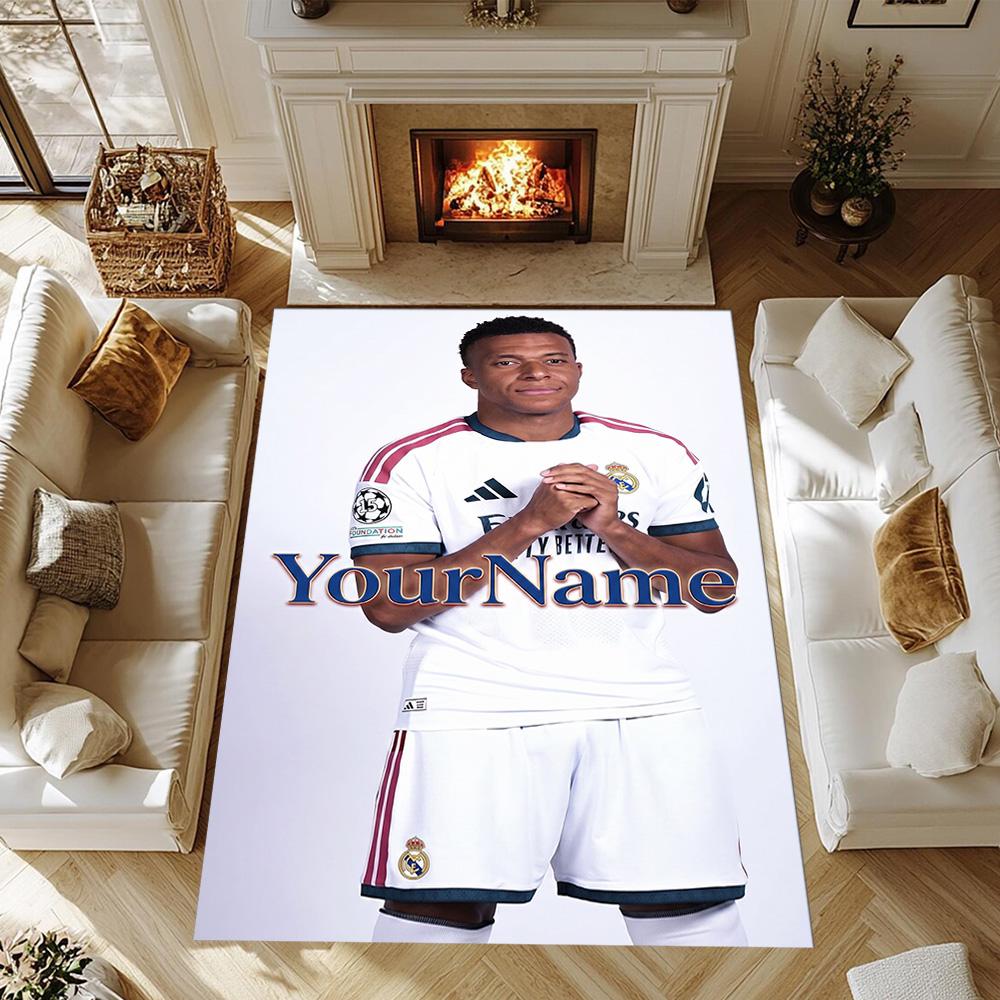 Mbappe 45 Personalized Text Area Rug Perfect for Balcony Decorate room Game Room Bedrooms Antislip Carpet Decorate Offices Gift for Festivals