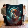 Astronaut Flannel Throw Blanket Galaxy Space Planet Pattern Blanket Lightweight Warm Super Soft for Bed Sofa Couch Travel Decor