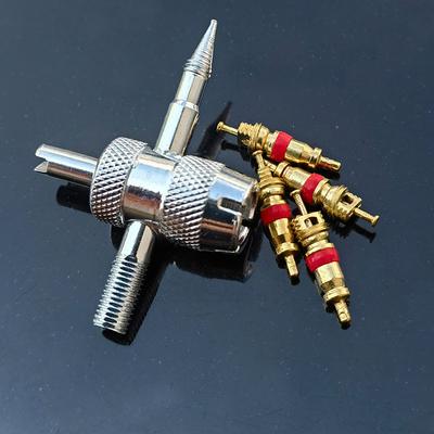 Automobile Tire Valve Core Wrench Set 4 In 1 Valve Stem Installation Removal Tool Tire Cleaning Tools